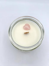 Load image into Gallery viewer, Be Mine. Valentines Day Candle w/ Rose Quartz & White Label