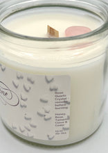 Load image into Gallery viewer, Be Mine.  Valentines Day Candle w/ Rose Quartz &amp; White Label
