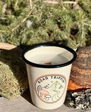 Load image into Gallery viewer, Enamel Cup Reusable Candle - "Road Trippin'"  Fungi Lovers
