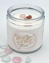 Load image into Gallery viewer, Love You To The Moon Scented Candle with Rose Quartz
